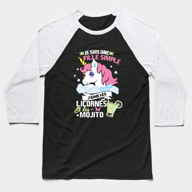 Je Suis Une Fille Simple Unicorn T Shirts Baseball T-Shirt by huepham613